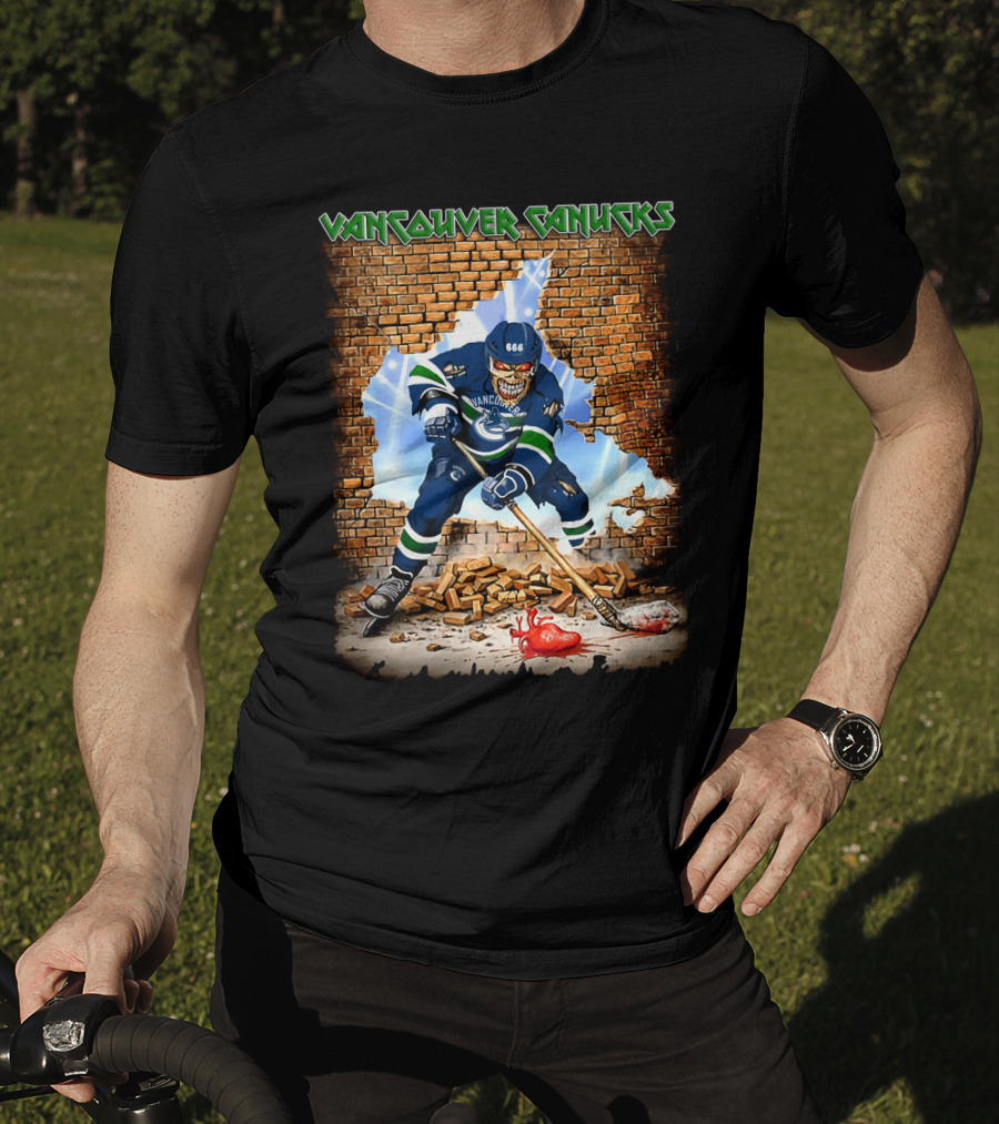 Vancouver Canucks Zombie Player Breaking Through Wall T-Shirt