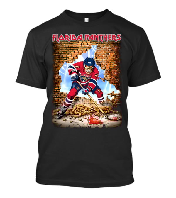 Florida Panthers Hockey Zombie Breaking Through Brick Wall T-Shirt