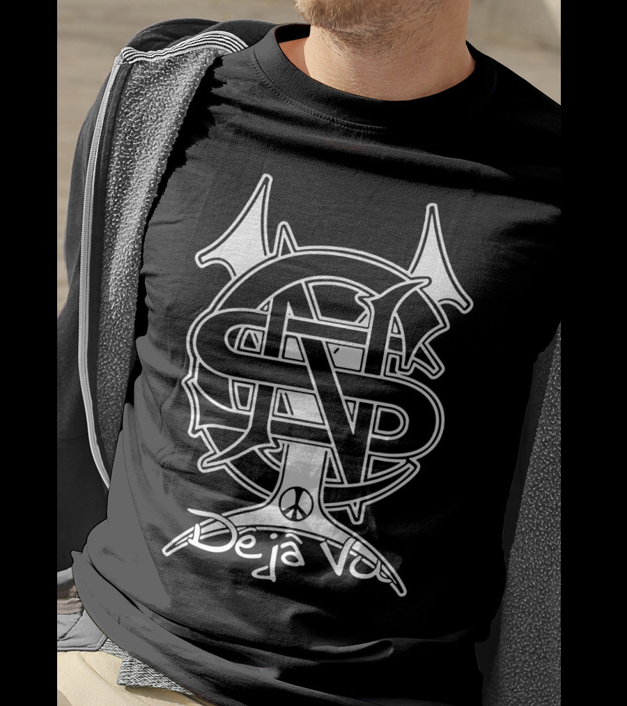 Crosby Stills Nash And Young Deja Vu Peace Symbol T-Shirt