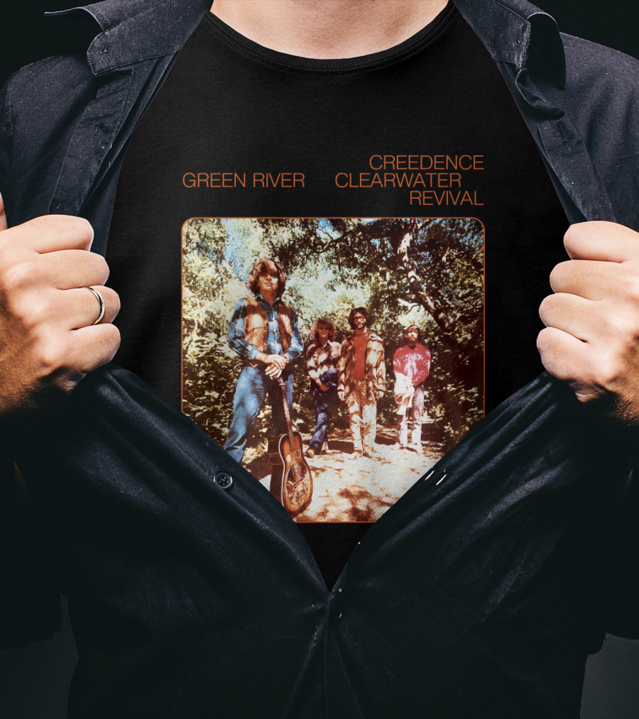 Creedence Clearwater Revival Green River Album Cover Group Photo T-Shirt