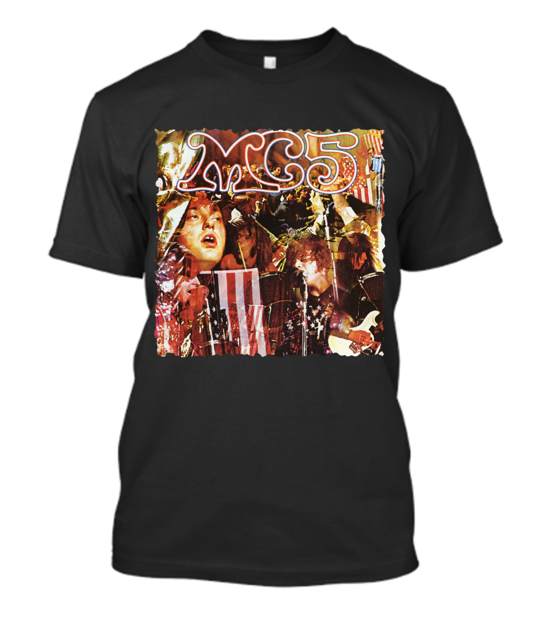 MC5 Kick Out The Jams Psychedelic Rock Performance Collage With American Flag T-Shirt
