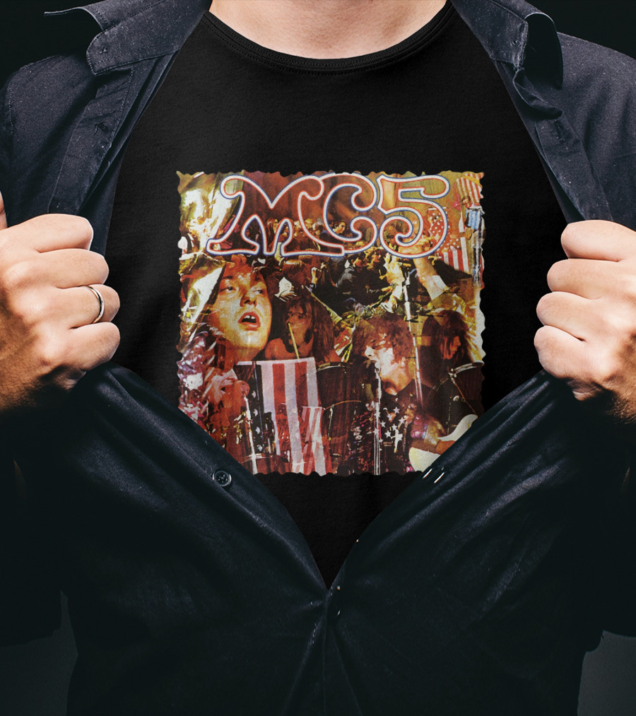 MC5 Kick Out The Jams Psychedelic Rock Performance Collage With American Flag T-Shirt