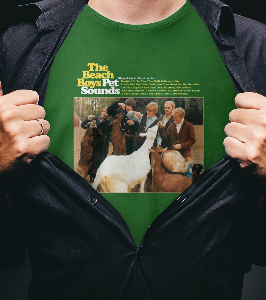 The Beach Boys Pet Sounds Album Cover With Song List And Band Members With Animals T-Shirt
