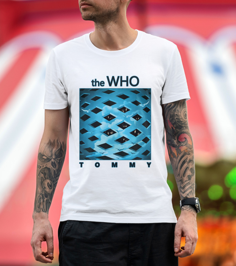 The Who Tommy Album Cover Art Blue Lattice T-Shirt