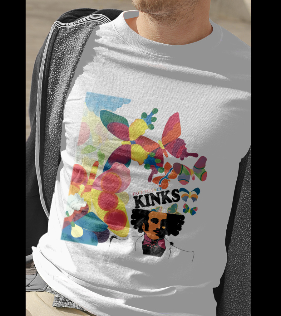 The Kinks Face To Face Colorful Butterflies And Psychedelic T-Shirt