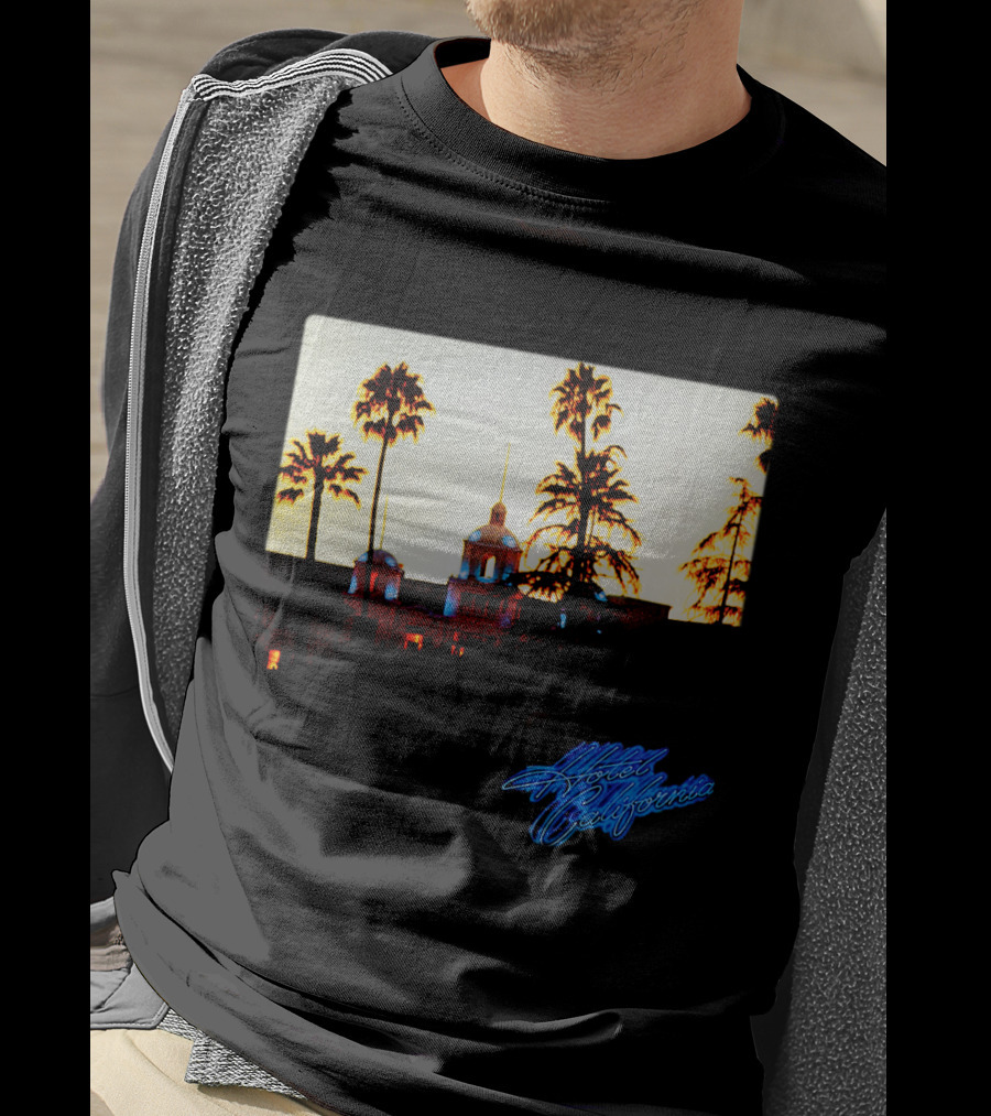 The Eagles Hotel California Neon Palm Sunset T-Shirt
