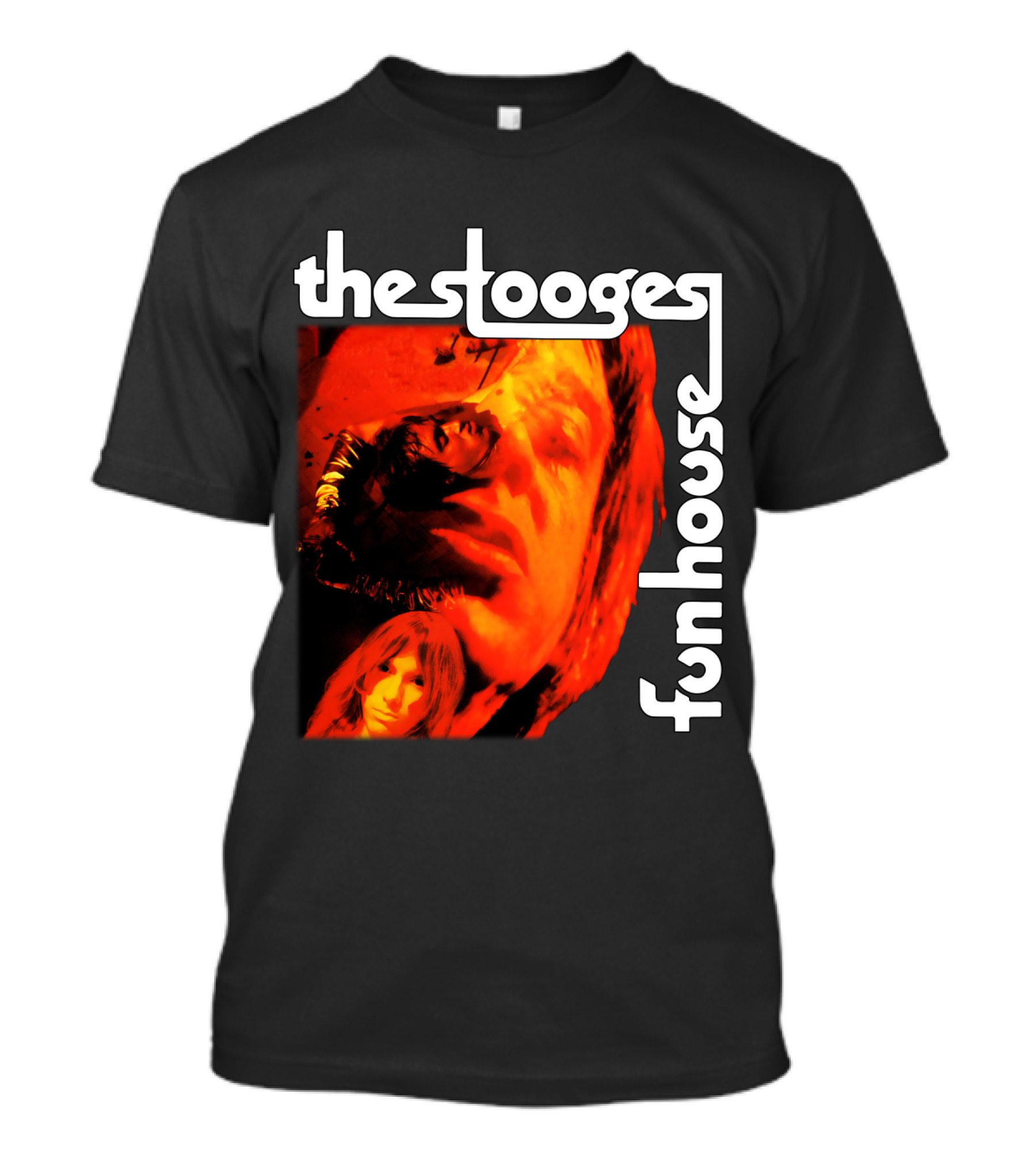The Stooges Fun House 1970 Album Cover Art With Band Faces In Red And Orange T-Shirt