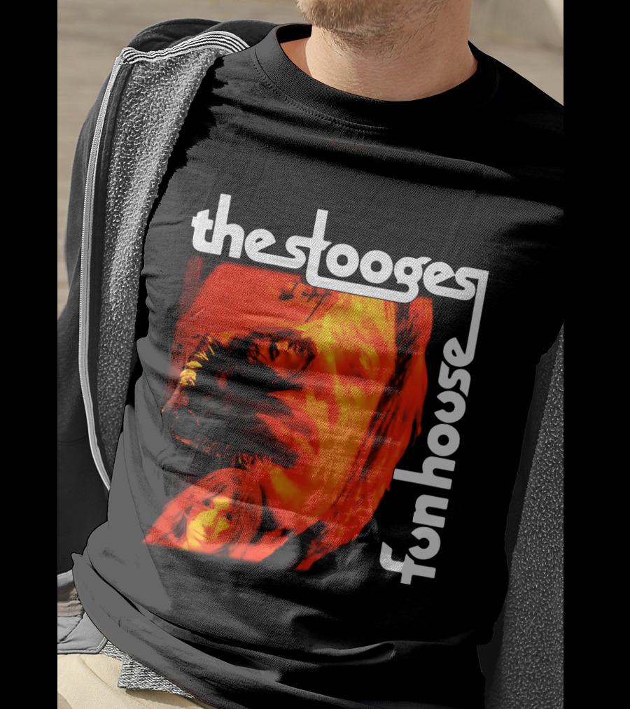 The Stooges Fun House 1970 Album Cover Art With Band Faces In Red And Orange T-Shirt