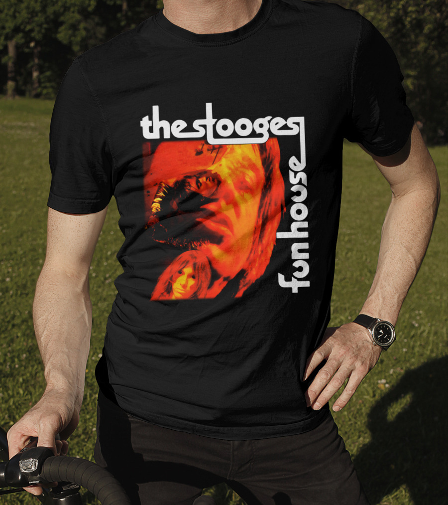 The Stooges Fun House 1970 Album Cover Art With Band Faces In Red And Orange T-Shirt