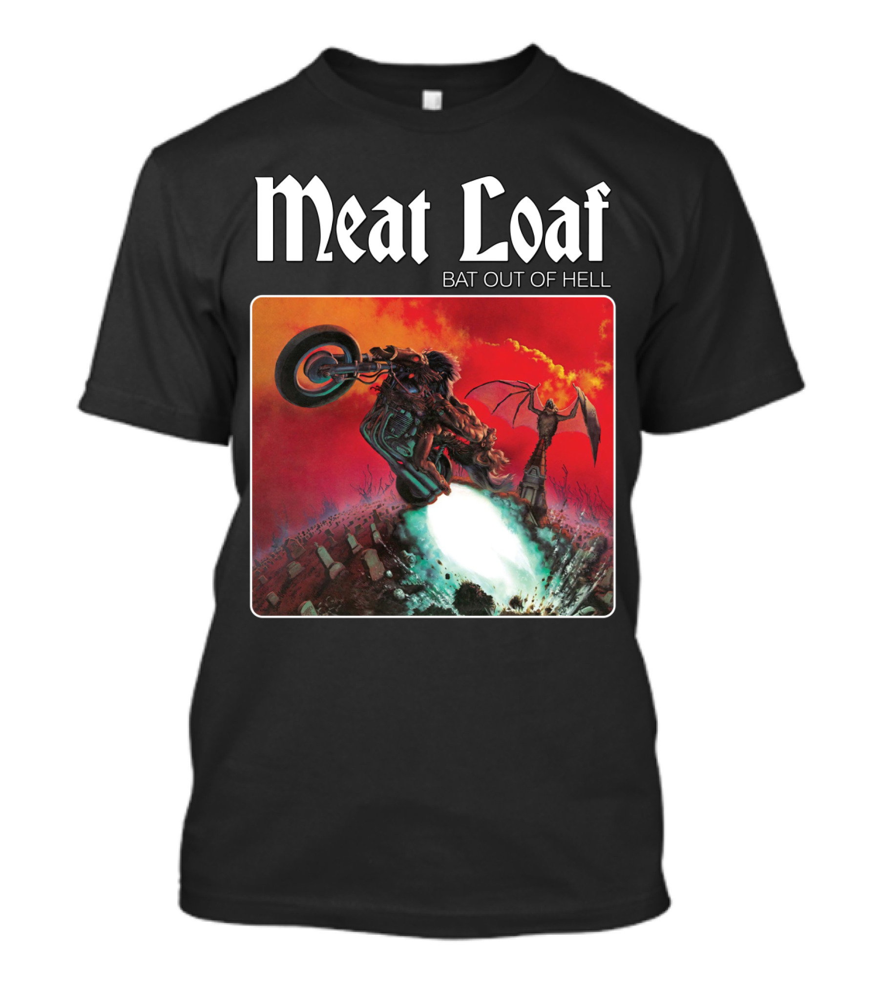 Meat Loaf Bat Out Of Hell Motorcycle And Bat T-Shirt