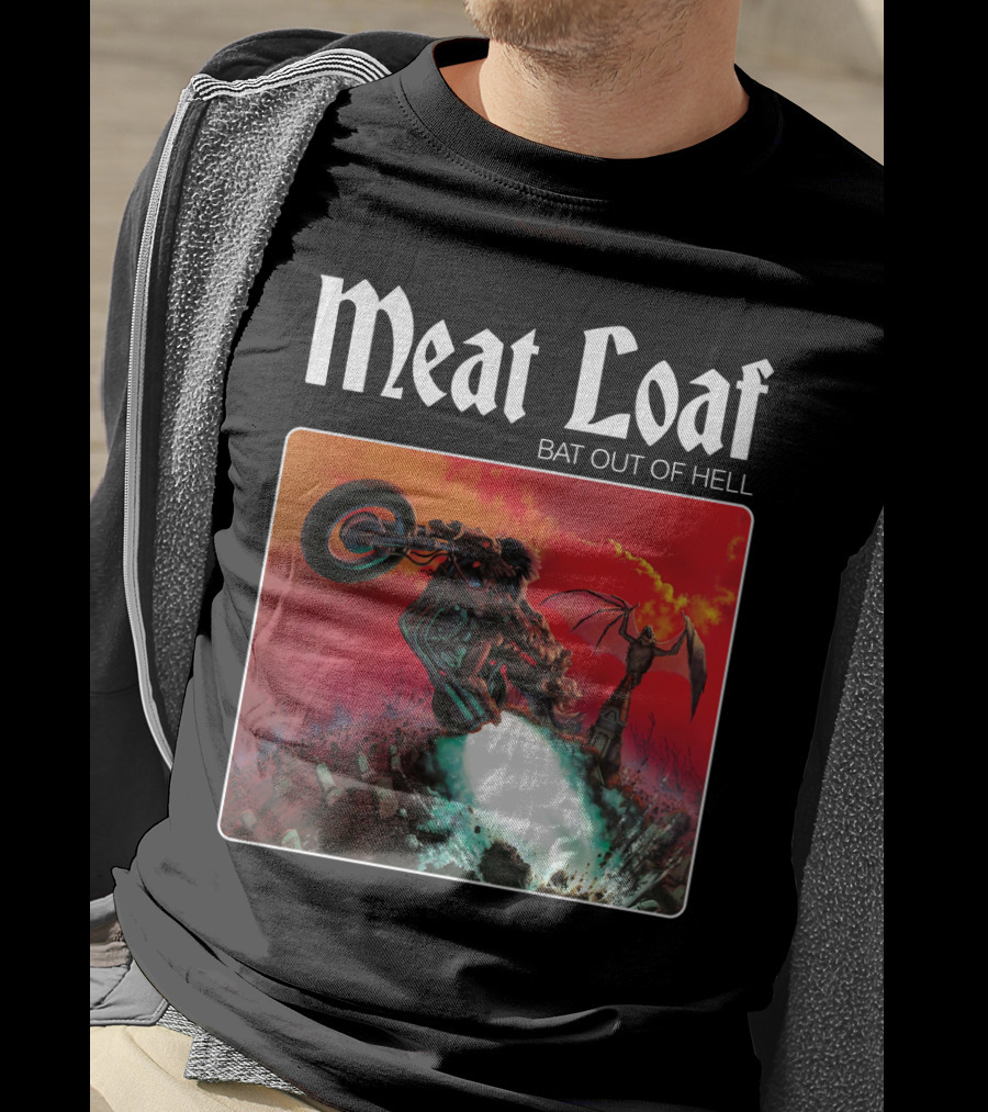 Meat Loaf Bat Out Of Hell Motorcycle And Bat T-Shirt