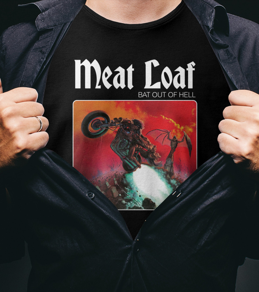 Meat Loaf Bat Out Of Hell Motorcycle And Bat T-Shirt