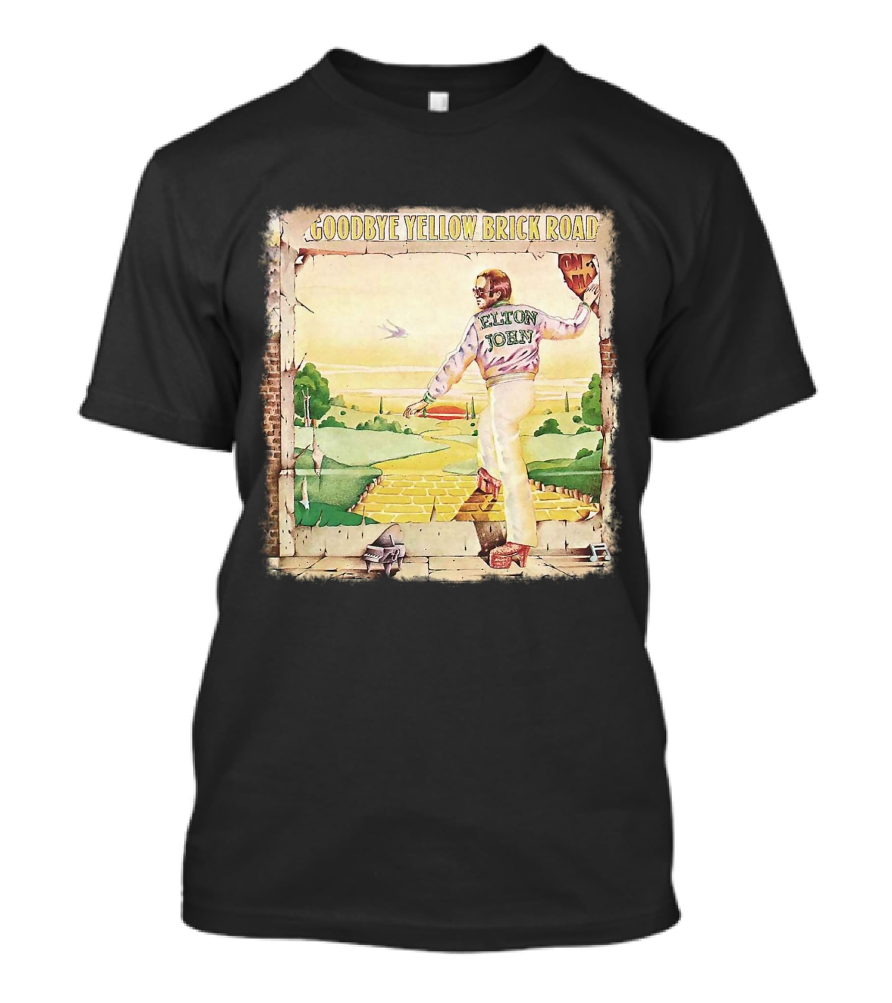 Elton John Goodbye Yellow Brick Road Album Cover T-Shirt