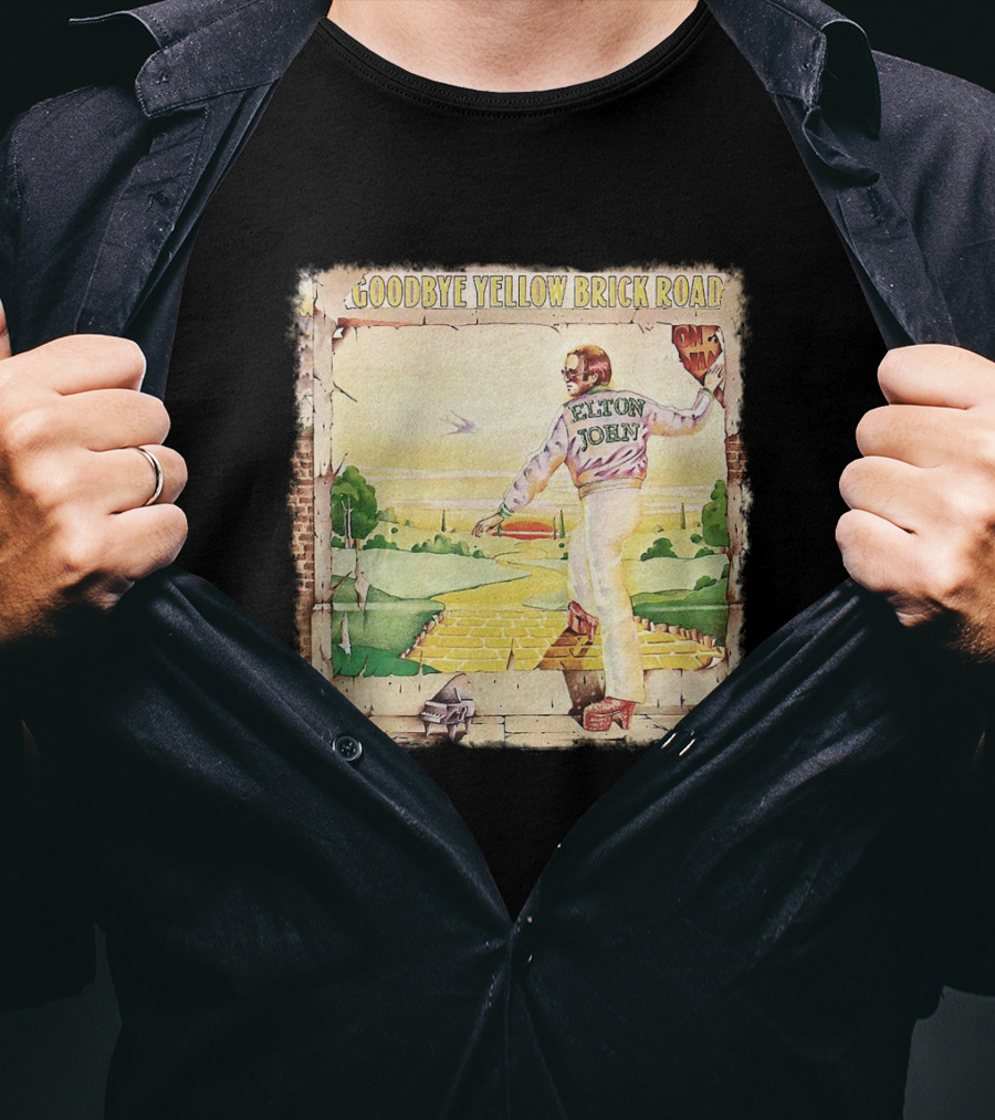 Elton John Goodbye Yellow Brick Road Album Cover T-Shirt
