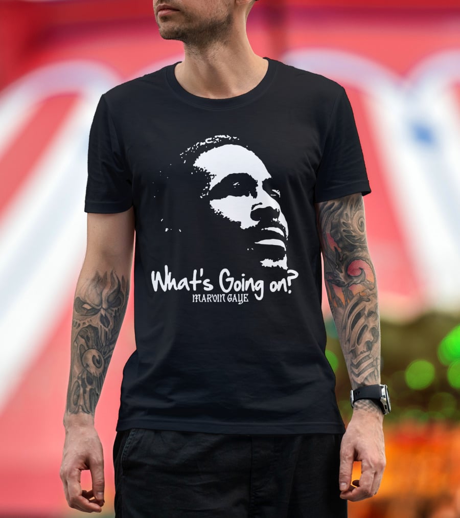 Marvin Gaye What's Going On 1971 Album Cover Art Iconic Black And White Silhouette T-Shirt