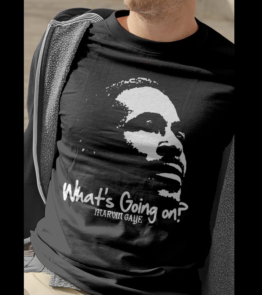 Marvin Gaye What's Going On 1971 Album Cover Art Iconic Black And White Silhouette T-Shirt