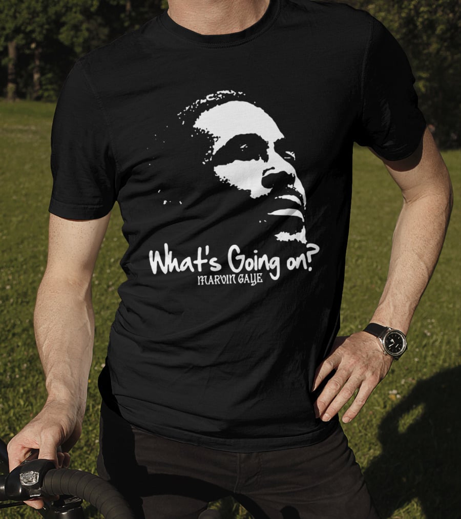 Marvin Gaye What's Going On 1971 Album Cover Art Iconic Black And White Silhouette T-Shirt