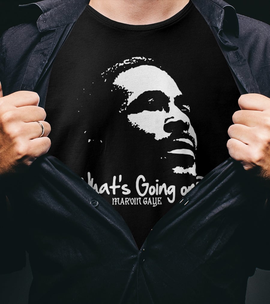 Marvin Gaye What's Going On 1971 Album Cover Art Iconic Black And White Silhouette T-Shirt