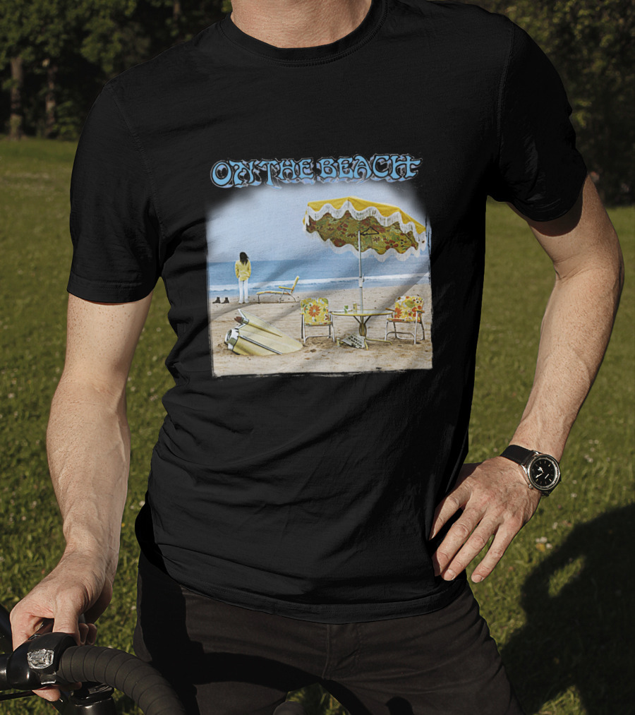 Neil Young On The Beach Vintage Album Cover Surreal Coastal Scene T-Shirt