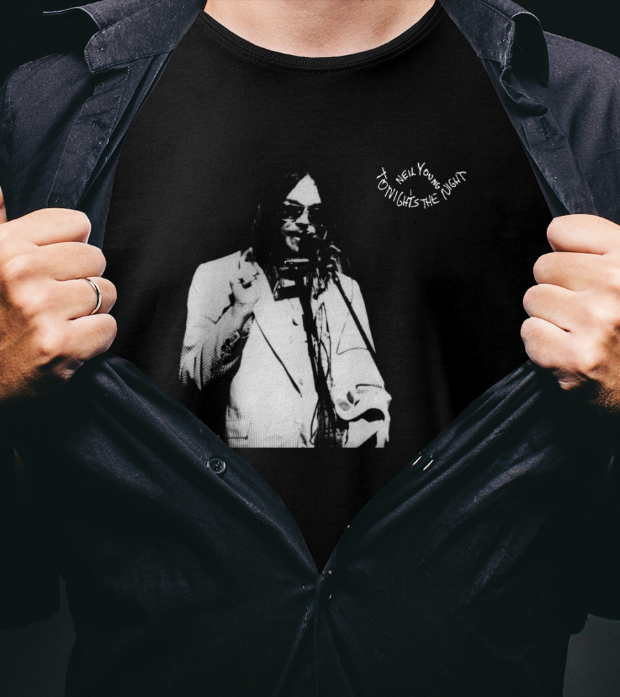 Neil Young Tonight's The Night Black And White Photo T-Shirt