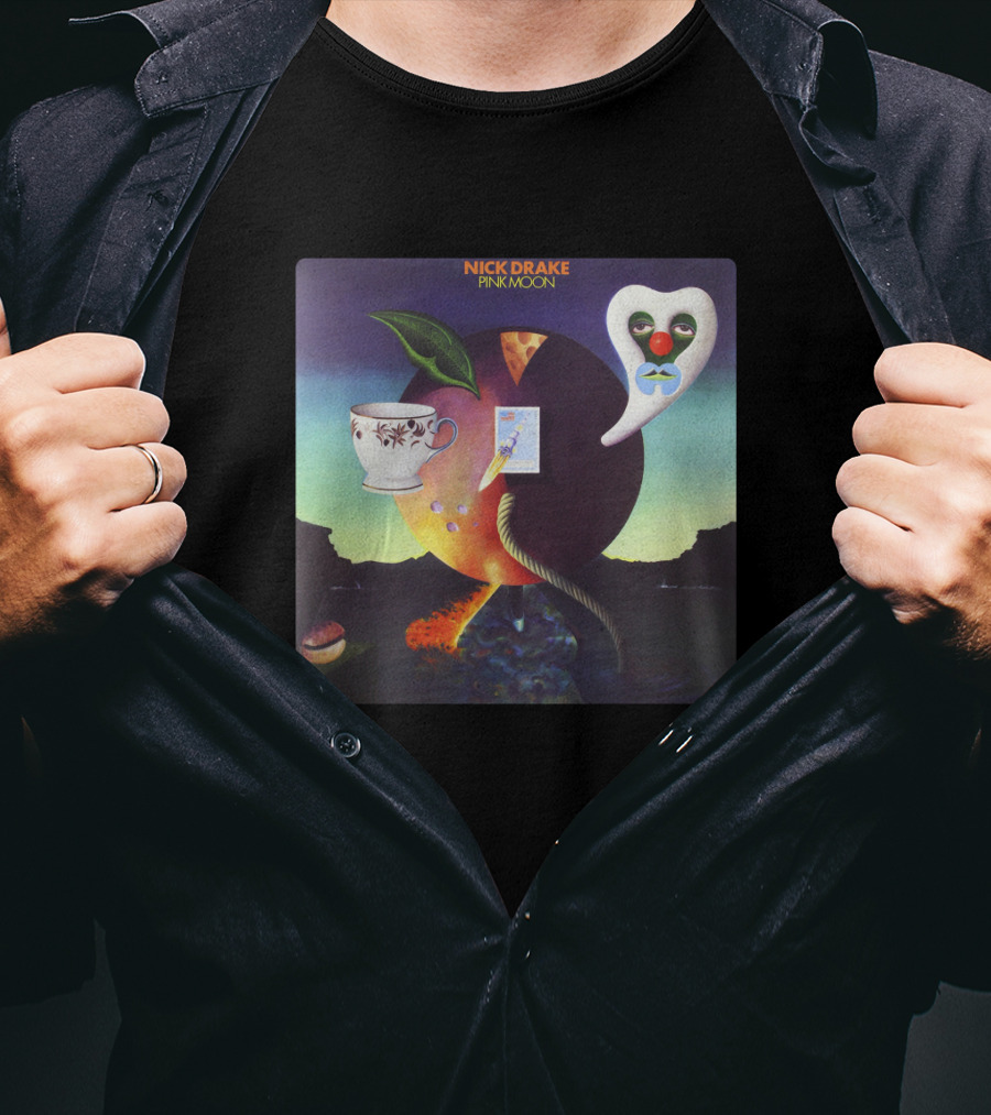Nick Drake Pink Moon Album Cover Imagery Cup Heart Leaf Painting T-Shirt