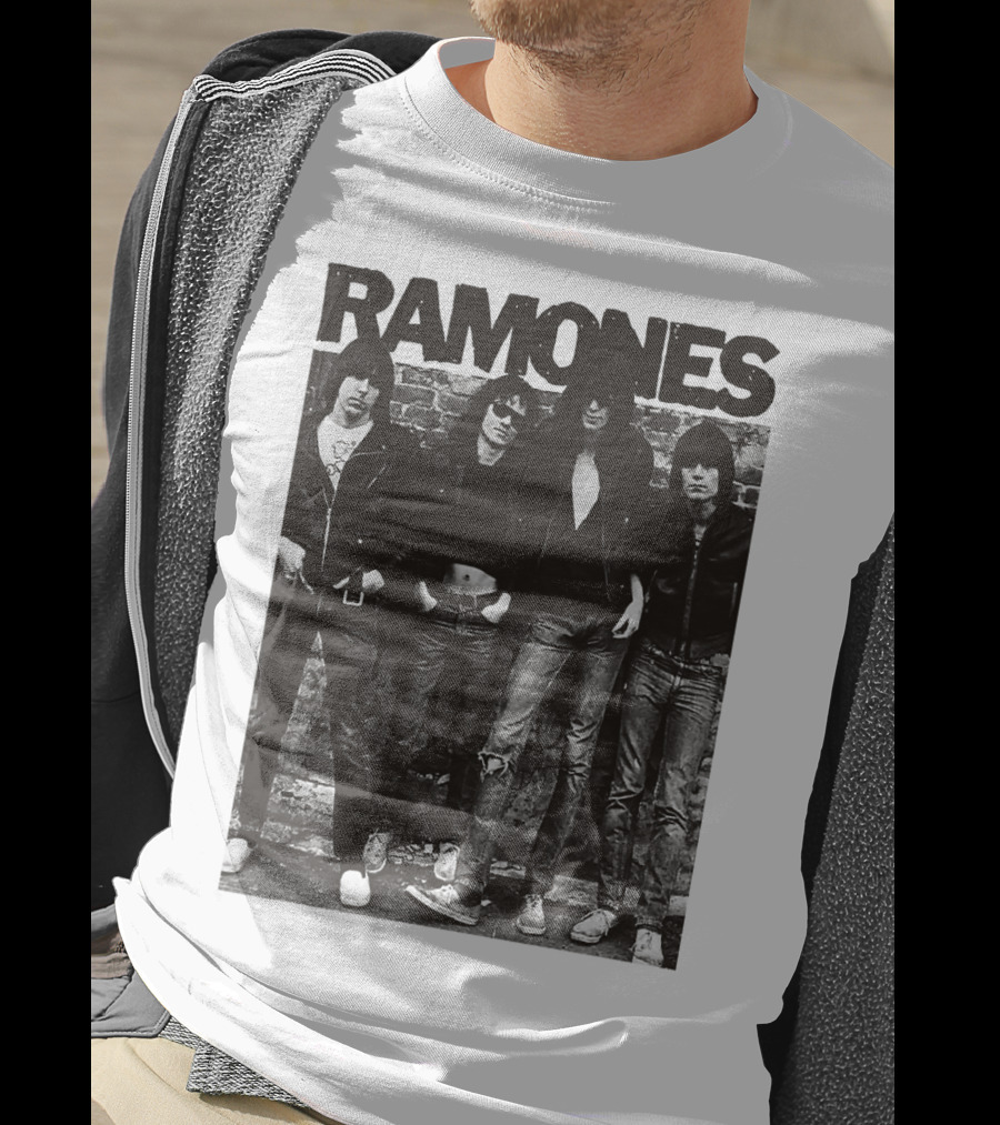 Ramones Black And White Band Photo Iconic Punk Rock Group T-Shirt