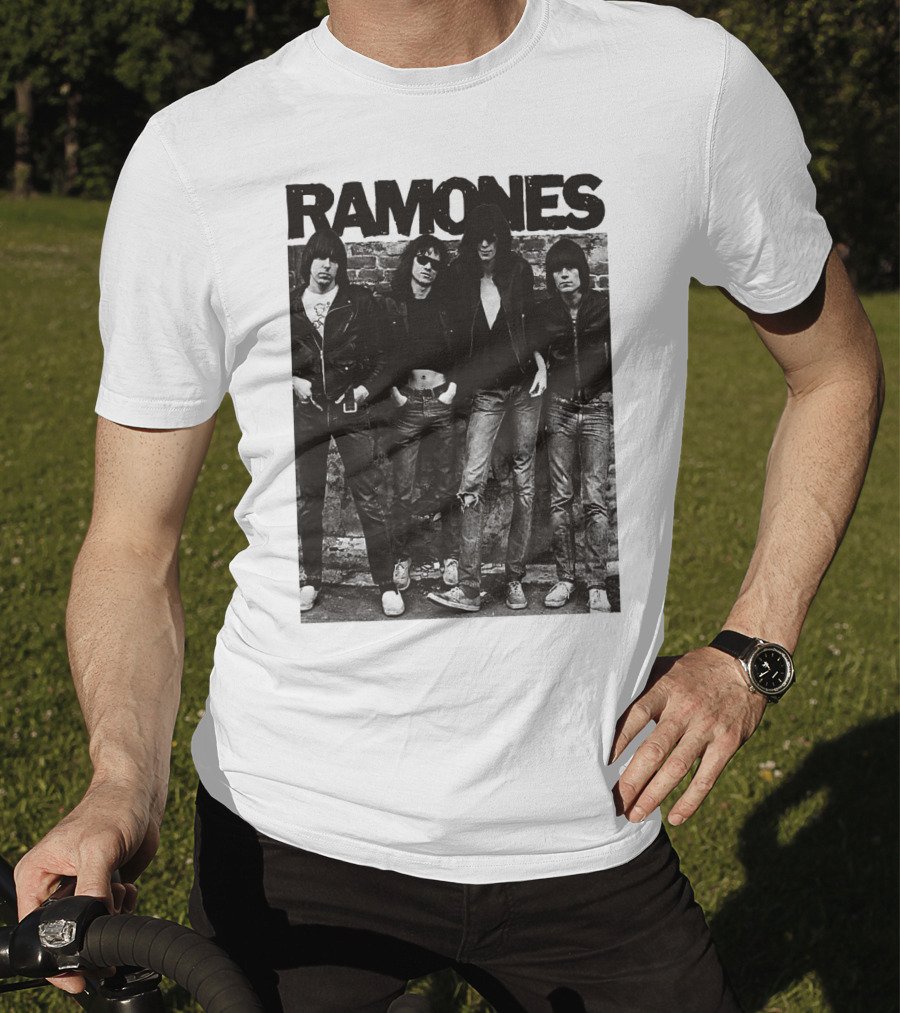 Ramones Black And White Band Photo Iconic Punk Rock Group T-Shirt