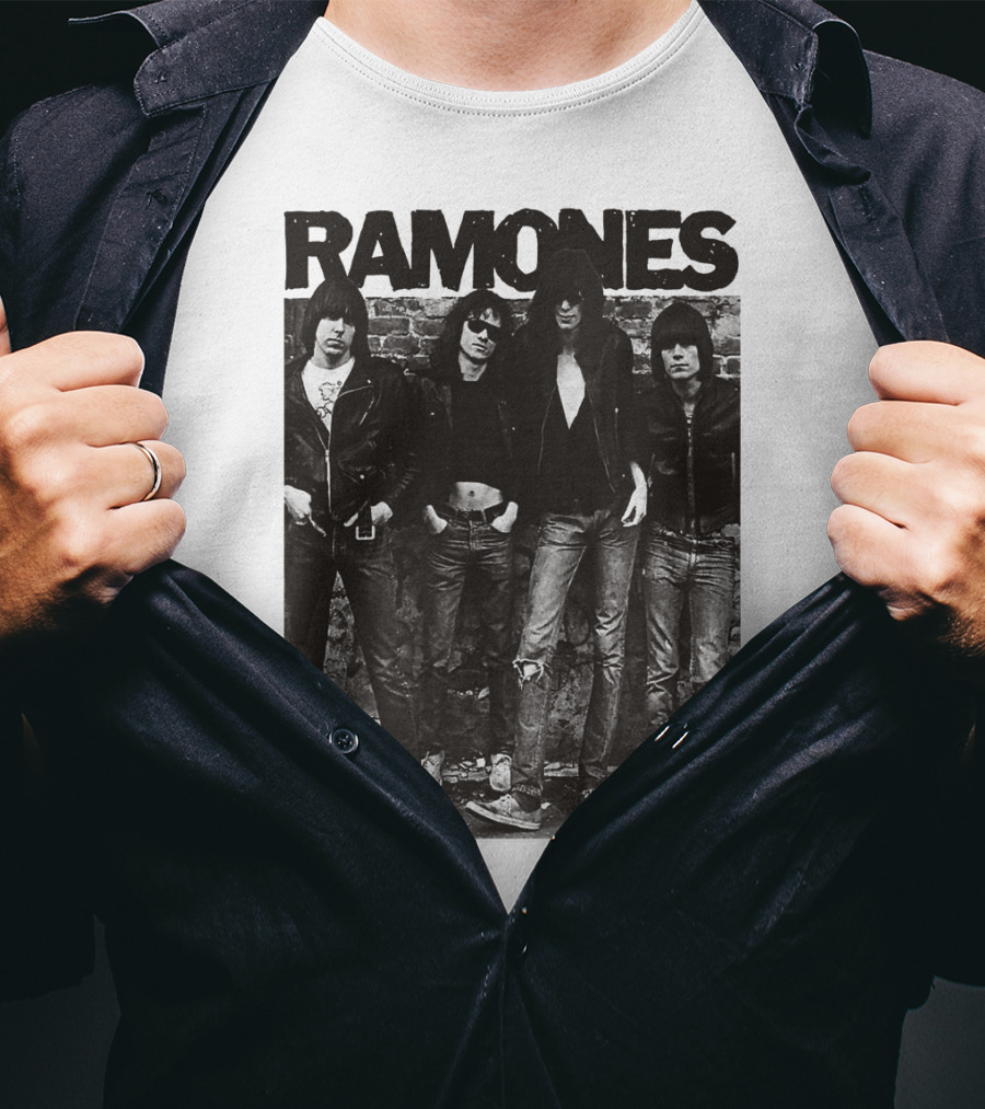 Ramones Black And White Band Photo Iconic Punk Rock Group T-Shirt