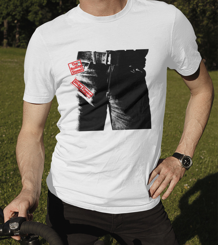 The Rolling Stones Sticky Fingers 1971 Iconic Black And White Jean Zipper T-Shirt
