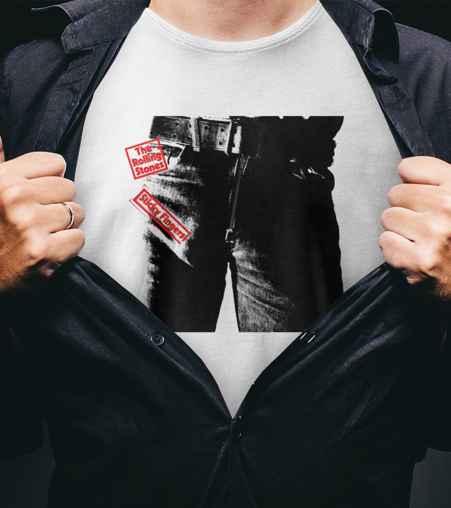 The Rolling Stones Sticky Fingers 1971 Iconic Black And White Jean Zipper T-Shirt