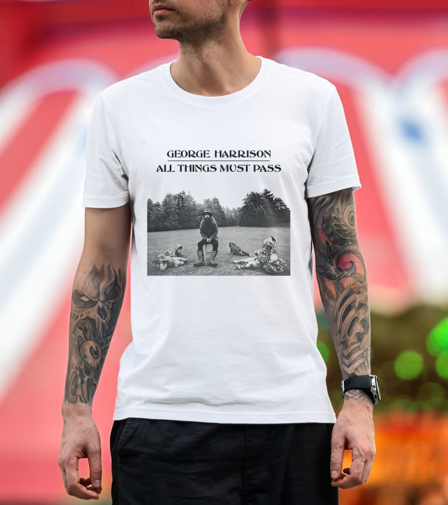 George Harrison All Things Must Pass 1970 Album Cover Black And White Photo T-Shirt