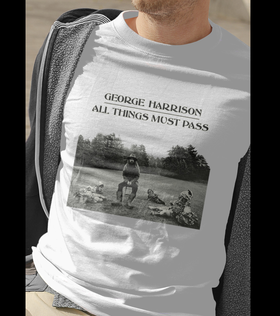 George Harrison All Things Must Pass 1970 Album Cover Black And White Photo T-Shirt
