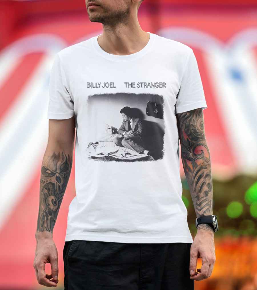 Billy Joel The Stranger Album Cover Sitting on Bed with Mask T-Shirt