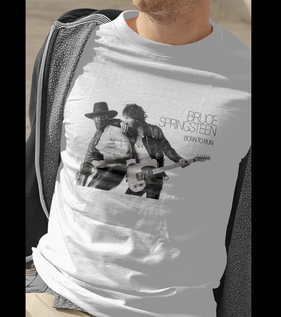 Bruce Springsteen Born To Run Album Cover Clarence Clemons Saxophone And Guitar T-Shirt