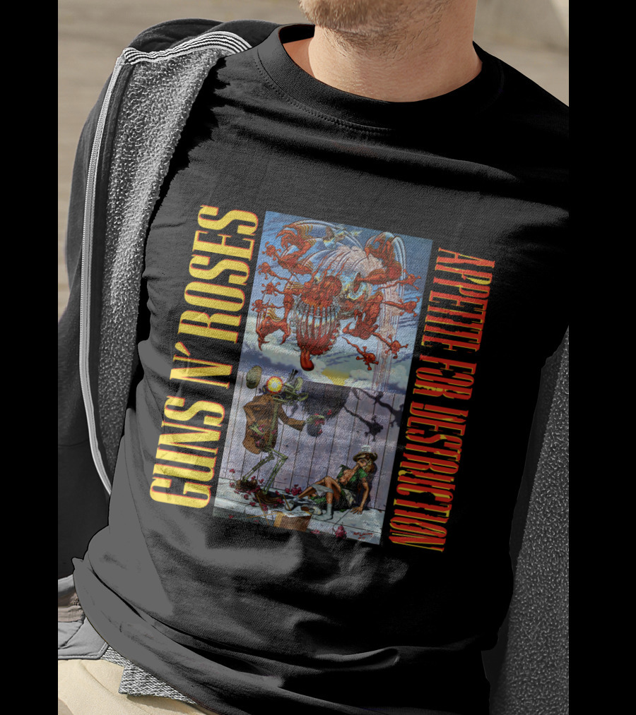 Guns N' Roses Appetite For Destruction Album Cover Art Vintage Style T-Shirt