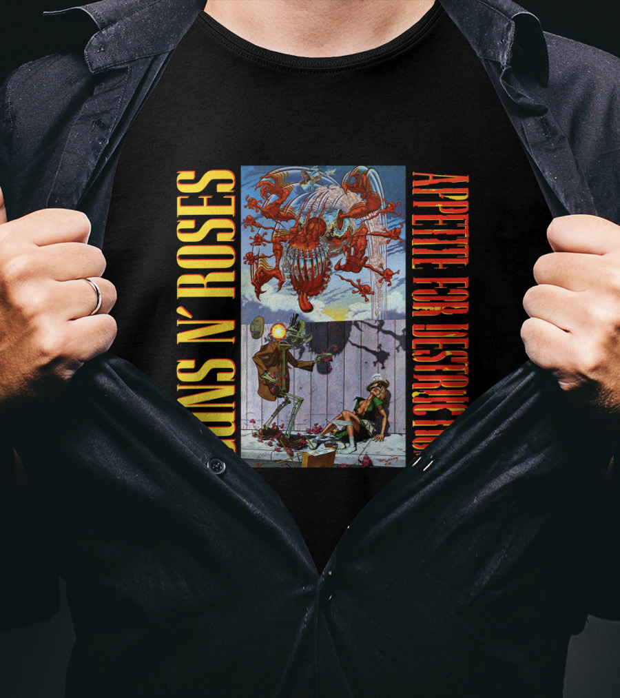 Guns N' Roses Appetite For Destruction Album Cover Art Vintage Style T-Shirt