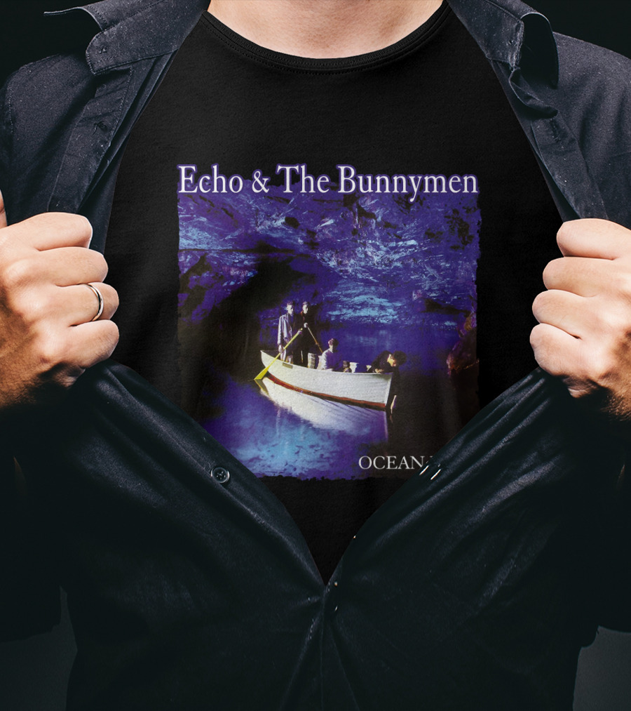Echo And The Bunnymen Ocean Rain Blue Cave Boat Scene T-Shirt