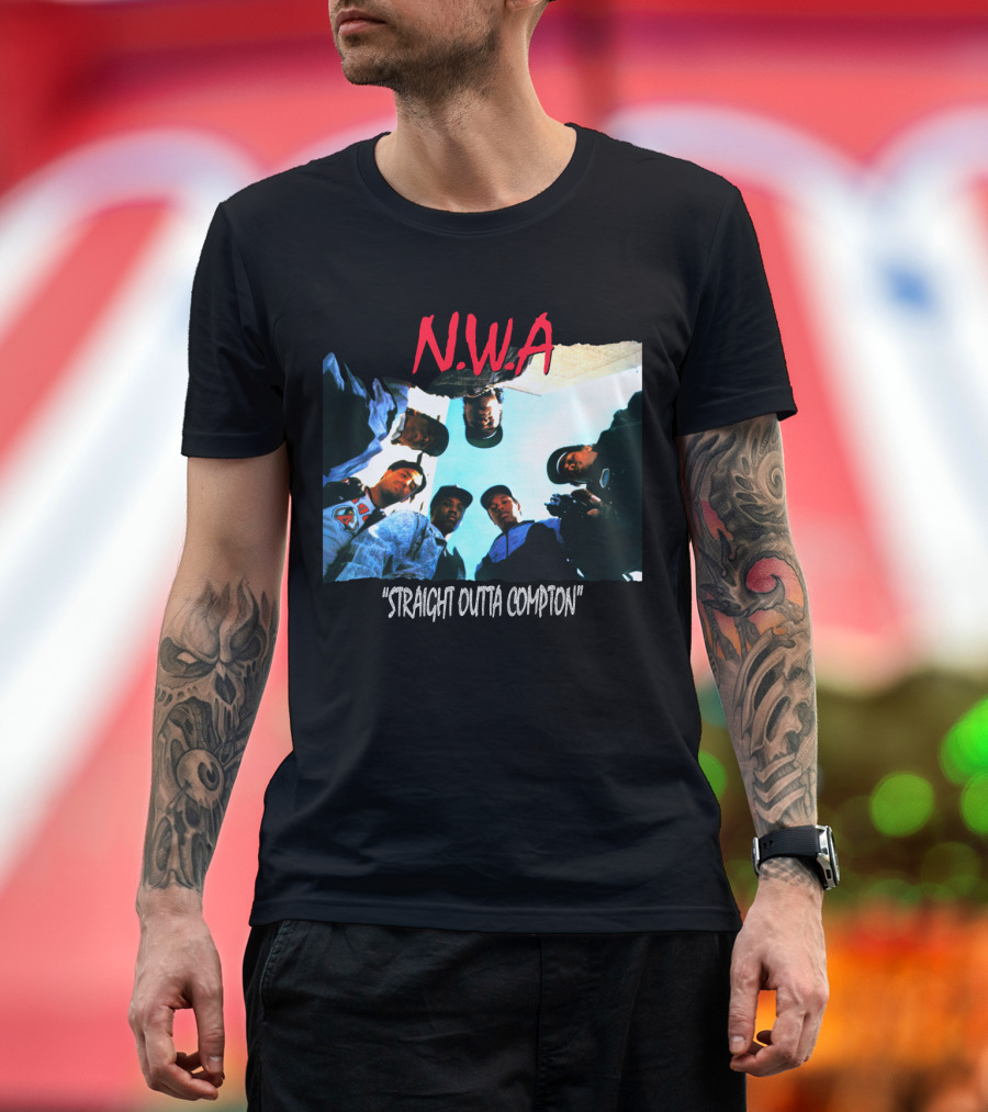 N.w.a Straight Outta Compton Black Crew Portrait 90S Style T-Shirt