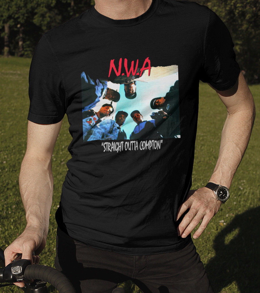 N.w.a Straight Outta Compton Black Crew Portrait 90S Style T-Shirt