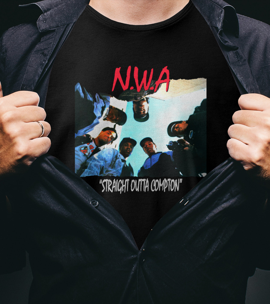 N.w.a Straight Outta Compton Black Crew Portrait 90S Style T-Shirt