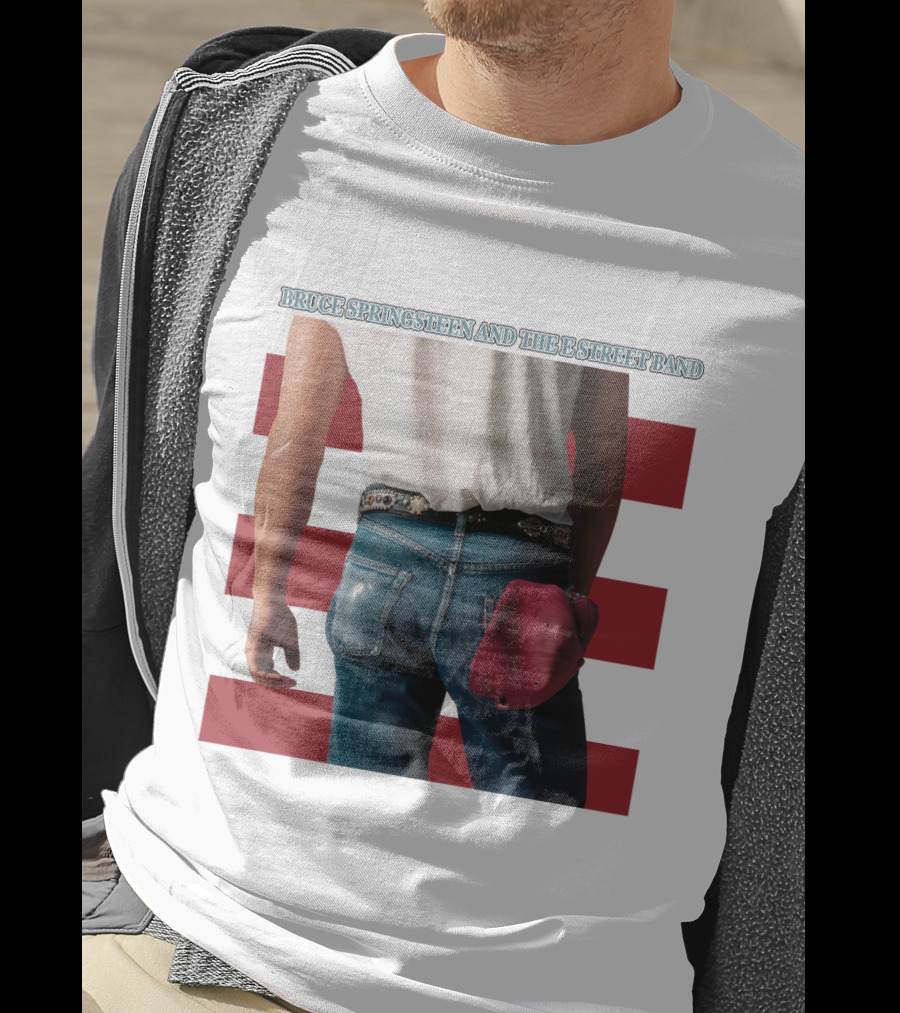 Bruce Springsteen And The E Street Band Born In The U.S.A. Denim Red Cap Stripes Iconic Album Cover T-Shirt