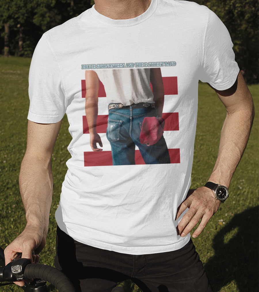 Bruce Springsteen And The E Street Band Born In The U.S.A. Denim Red Cap Stripes Iconic Album Cover T-Shirt