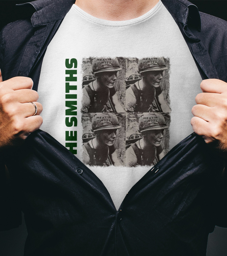 The Smiths Meat Is Murder Album Cover Four Panel Black And White Photographic T-Shirt