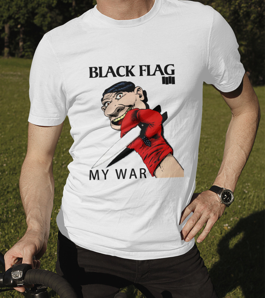 Black Flag My War Red Glove Knife Cartoon Face T-Shirt
