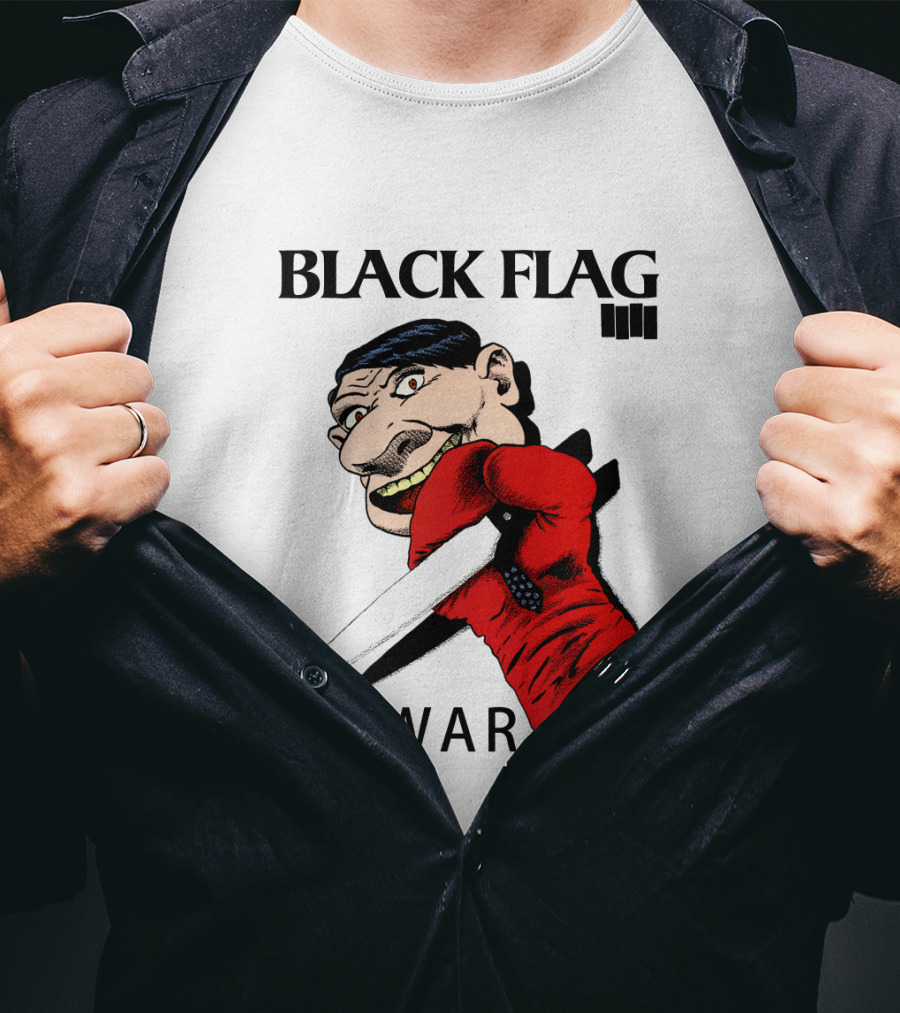 Black Flag My War Red Glove Knife Cartoon Face T-Shirt