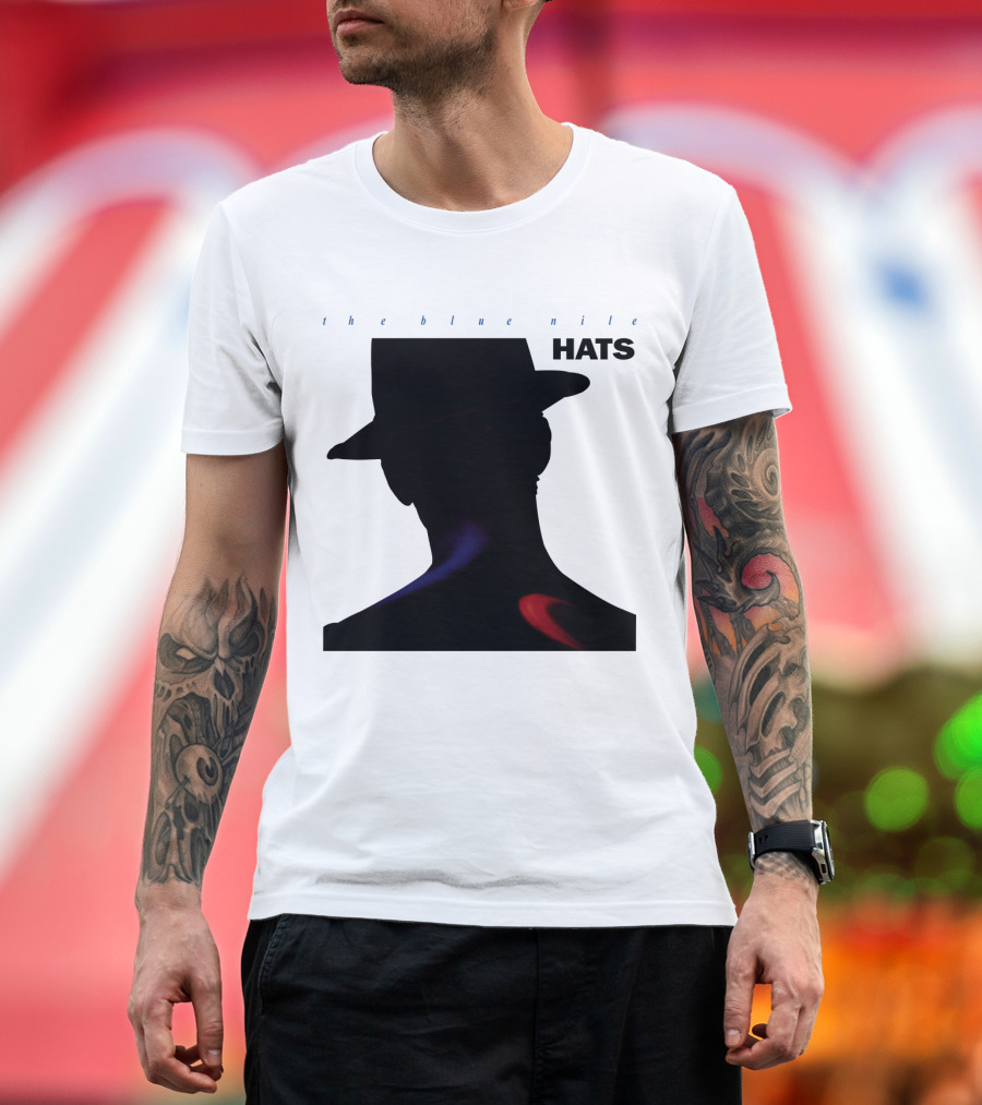 The Blue Nile Hats Silhouette with Hat in Black and Blue Accents T-Shirt