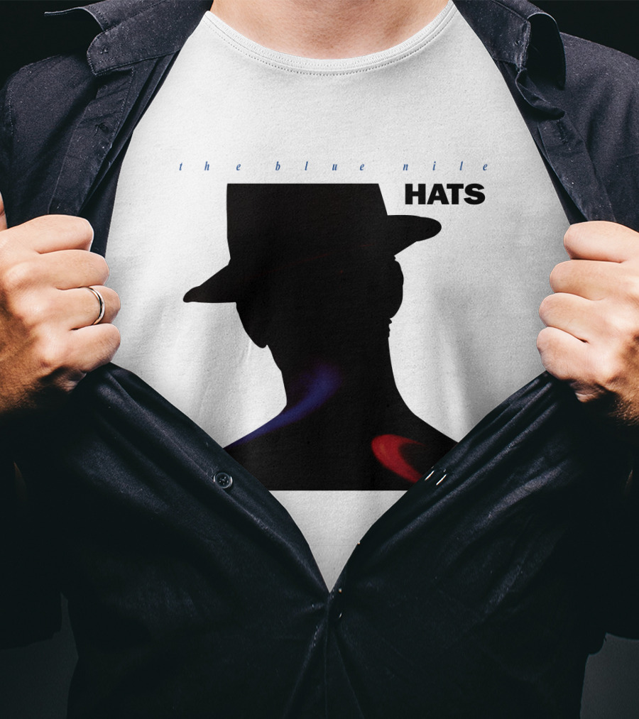The Blue Nile Hats Silhouette With Hat In Black And Blue Accents T-Shirt