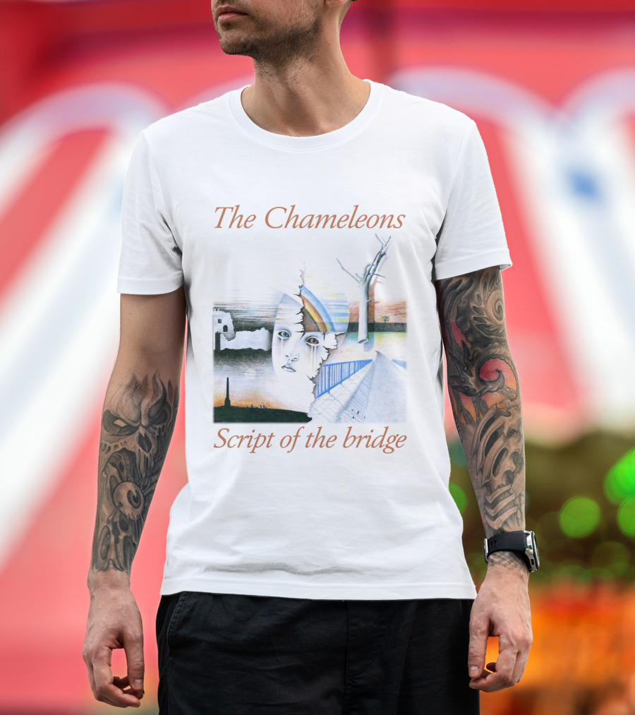 The Chameleons Script of the Bridge Abstract Face and Landscape Art with Trees and Structures T-Shirt