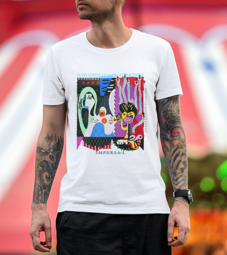 Elvis Costello And The Attractions Ibmepderroioaml Imperial Bedroom Vibrant Abstract Artwork T-Shirt