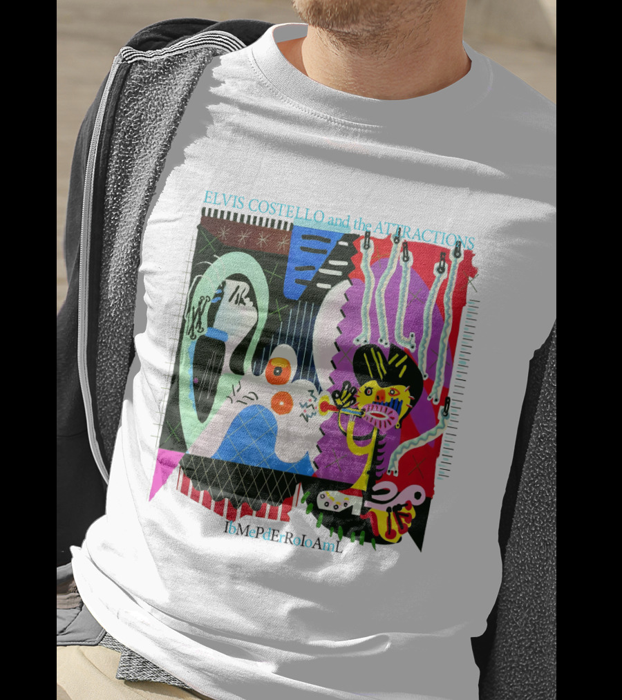 Elvis Costello And The Attractions Ibmepderroioaml Imperial Bedroom Vibrant Abstract Artwork T-Shirt